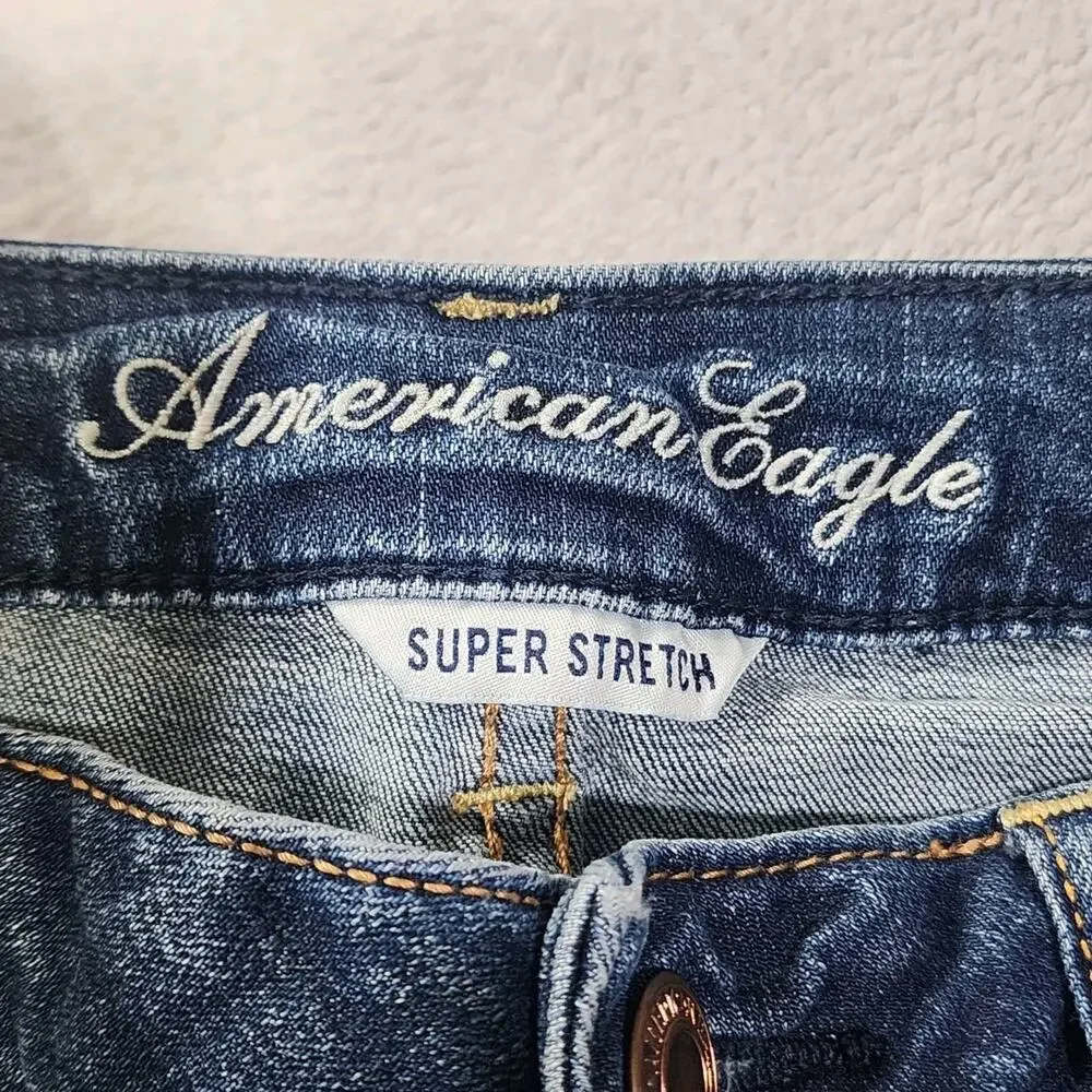 American Eagle Skinny Kick Jeans Bootcut Low Rise Dark Wash Denim Womens Size 10 - Picture 6 of 11